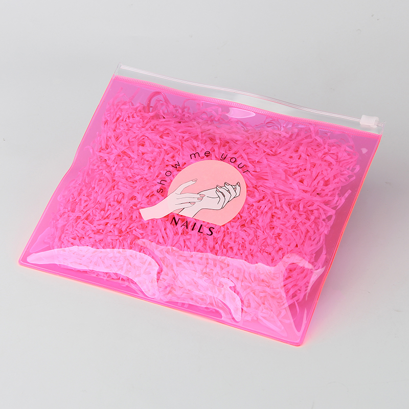 Aangepaste transparante roze PVC Ziplock Nails Cosmetica verpakkingstas