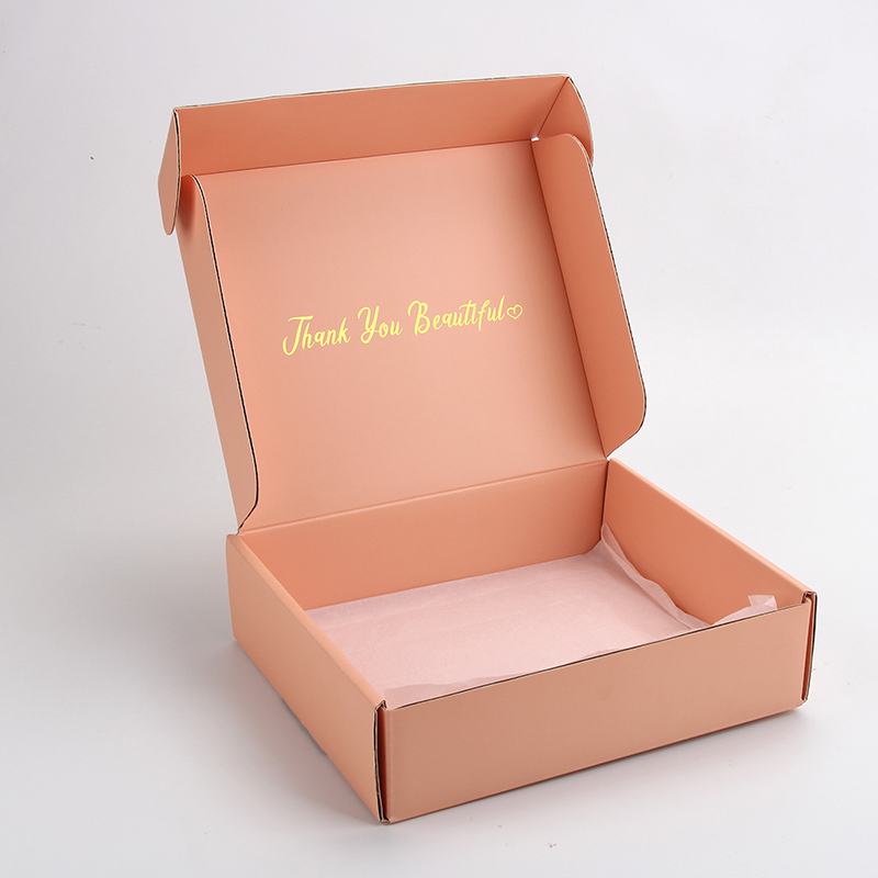 Custom Gold Foil Logo Cosmetics E-commerce Corrugated Packaging Mailing Box 