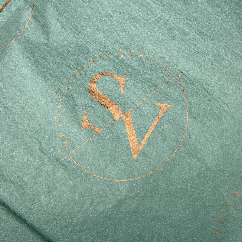 Duurzame schoonheidsverpakking Custom Rose Gold Foil Logo Tissue Paper